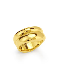 Dual Elegance: 18CT Gold Plated Stacked Enchantress Ring - ALALYA