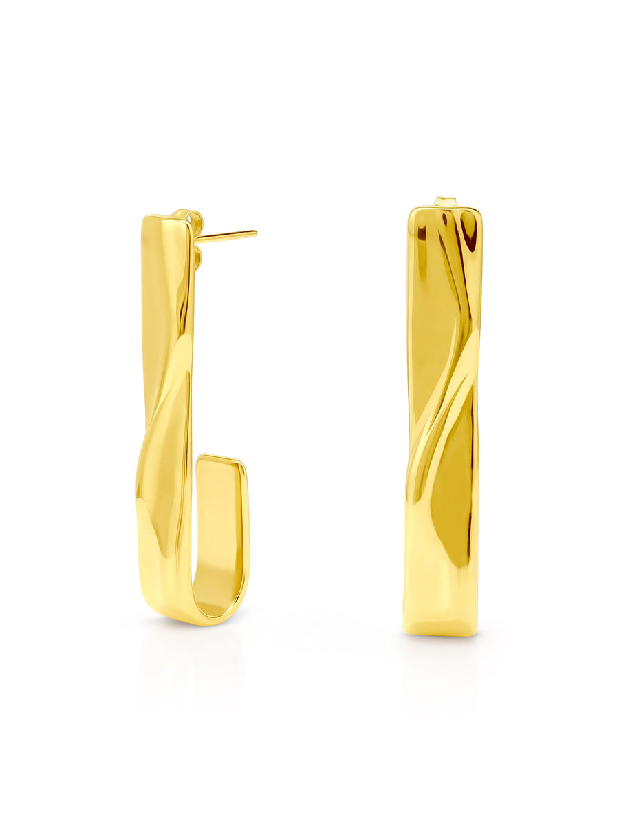 'Élégance Dorée' Gold - Plated Nickel - Free Bar Hoop Earrings - ALALYA
