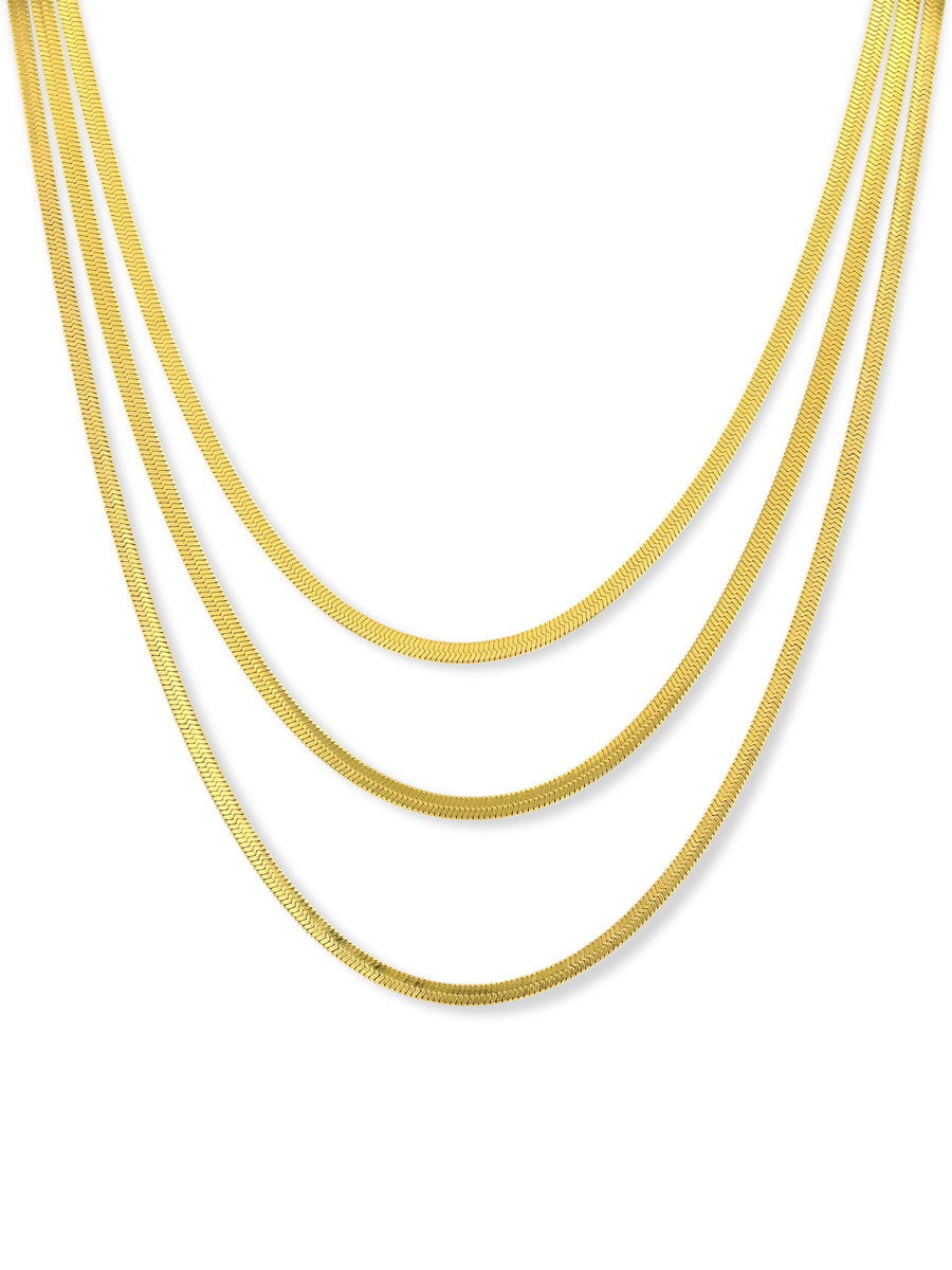 Gilded Serenity: Gold Layered Snake Necklace - ALALYA