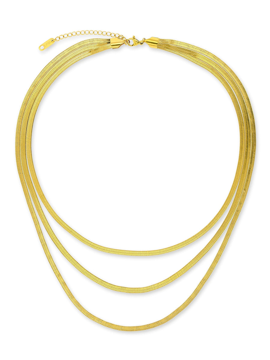 Gilded Serenity: Gold Layered Snake Necklace - ALALYA