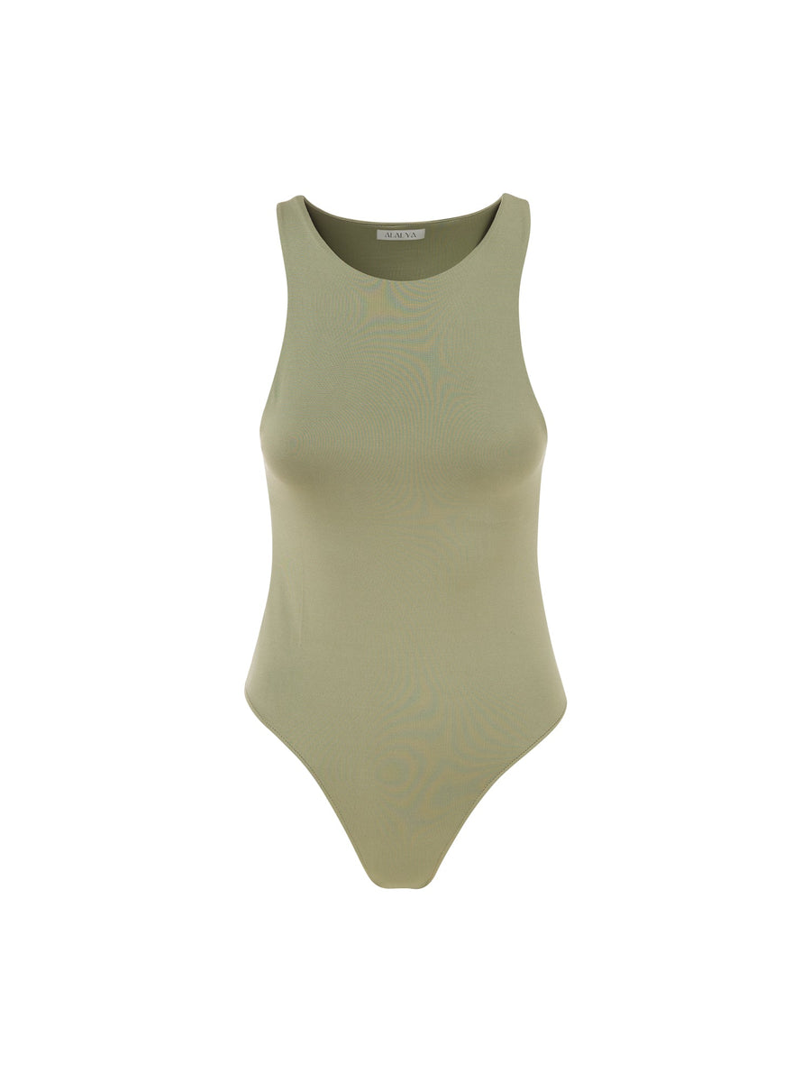 "Pastel Green Bliss" Sleeveless Women's Bodysuit - Experience Second Skin Comfort! - ALALYA