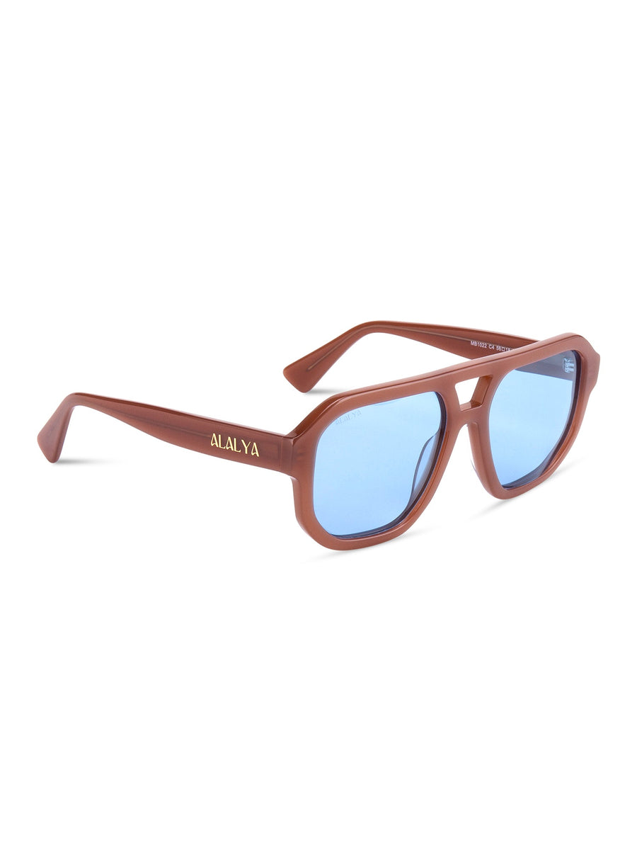 Premium Polarized Sunglasses for Women with Blue Lens and Brown Acetate Frame: Unveiling the Best in Eye Care and Style! - ALALYA