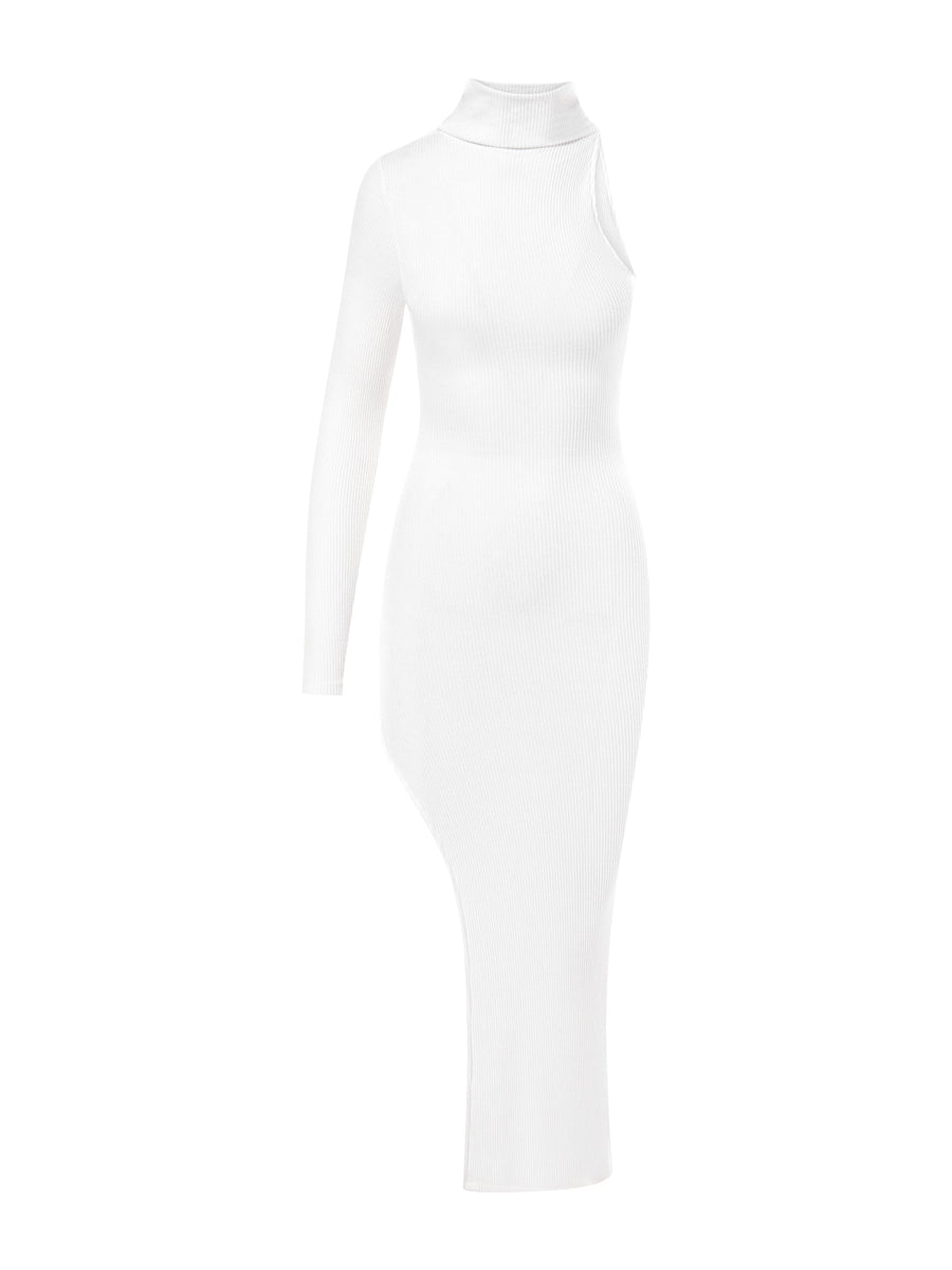 Radiant Allure High Slit Bodycon White Dress - ALALYA