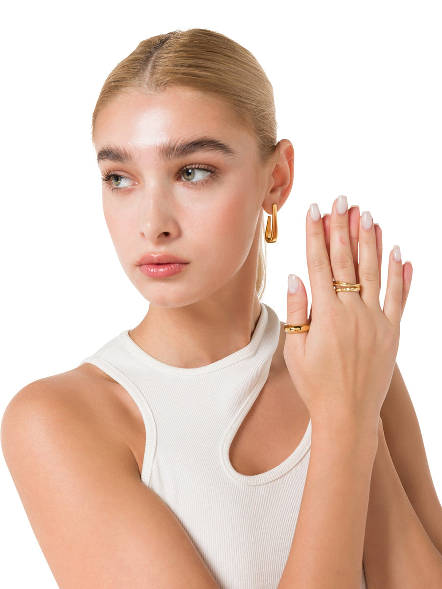 Radiant Cascade Adjustable Triple Layer Gold Ring - ALALYA